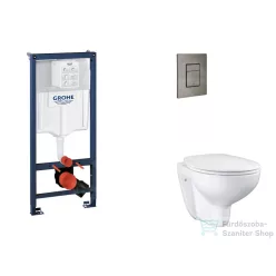   Grohe Rapid SL falra szerelhető WC szett, Bau Ceramic WC soft close ülőkével, Skate Cosmopolitan csiszolt Hard Graphite nyomólappal SANI11BB5114