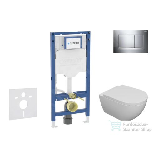 Geberit Duofix falra szerelhető WC szett, Kielle Oudee WC és softclose ülőkével, Geberit Sigma 30 króm nyomólappal SANI11CA1101B