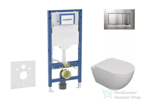 Geberit Duofix falra szerelhető WC szett, Kielle Oudee WC és softclose ülőkével, Geberit Sigma 30 matt/fényes króm nyomólappal SANI11CA1102B