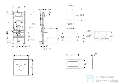 Geberit Duofix falra szerelhető WC szett, Kielle Oudee WC és softclose ülőkével, Geberit Sigma 30 matt/fényes króm nyomólappal SANI11CA1102B