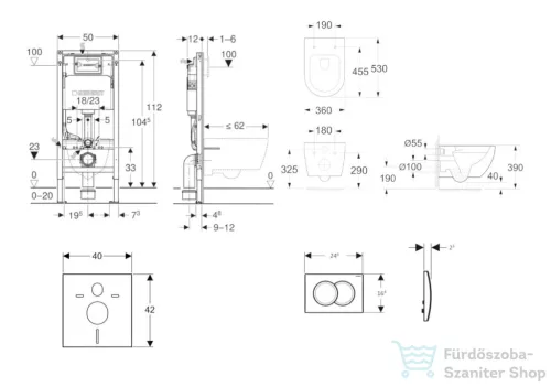 Geberit Duofix falra szerelhető WC szett, Kielle Oudee WC és softclose ülőkével, Geberit Delta01 króm nyomólappal SANI11CA1104B