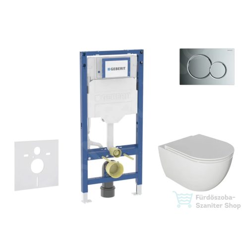 Geberit Duofix falra szerelhető WC szett, Kielle Oudee WC és soft close ülőkével, Geberit Sigma 01 fényes króm nyomólappal SANI11CA1120B