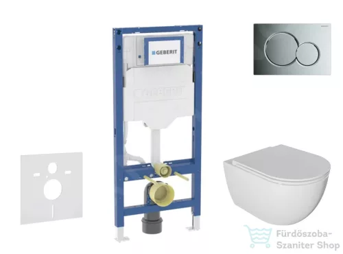 Geberit Duofix falra szerelhető WC szett, Kielle Oudee WC és soft close ülőkével, Geberit Sigma 01 fényes króm nyomólappal SANI11CA1120B