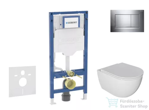 Geberit Duofix falra szerelhető WC szett, Kielle Oudee WC és soft close ülőkével, Geberit Sigma 30 fényes króm nyomólappal SANI11CA1121B