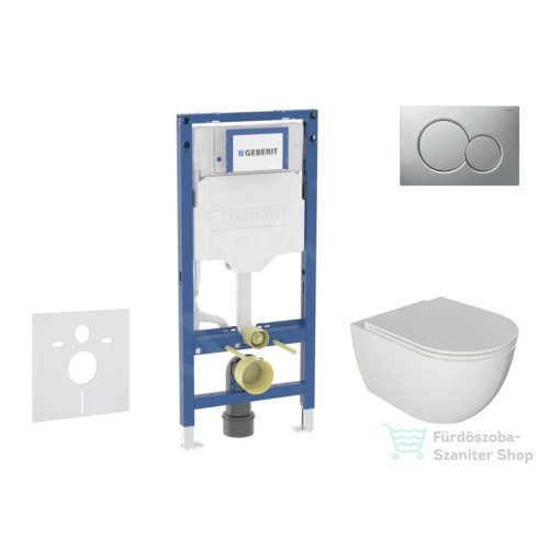 Geberit Duofix falra szerelhető WC szett, Kielle Oudee WC és soft close ülőkével, Geberit Sigma 01 lakkozott matt króm nyomólappal SANI11CA1123B