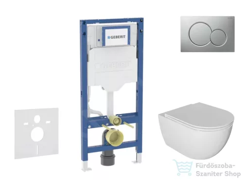 Geberit Duofix falra szerelhető WC szett, Kielle Oudee WC és soft close ülőkével, Geberit Sigma 01 lakkozott matt króm nyomólappal SANI11CA1123B
