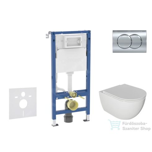 Geberit Duofix falra szerelhető WC szett, Kielle Oudee WC és softclose ülőkével, Geberit Delta01 fényes króm nyomólappal SANI11CA1124B