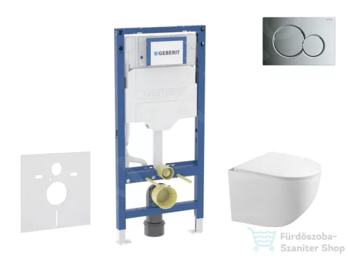 Geberit Duofix falra szerelhető WC szett, Kielle Gaia kompakt WC soft close ülőkével, Geberit Sigma 01 fényes króm nyomólappal SANI11CA1126B