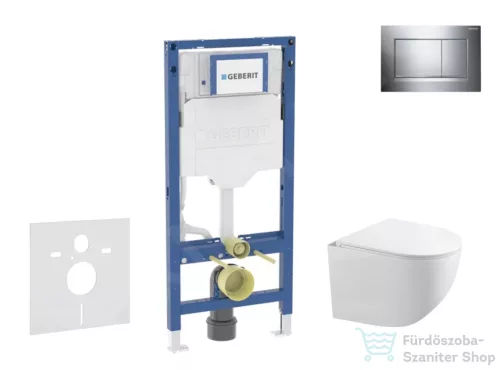 Geberit Duofix falra szerelhető WC szett, Kielle Gaia kompakt WC soft close ülőkével, Geberit Sigma 30 fényes/matt króm nyomólappal SANI11CA1127B
