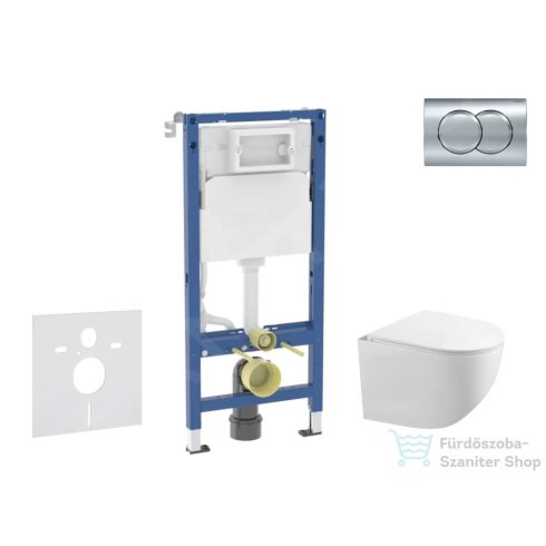 Geberit Duofix falra szerelhető WC szett, Kielle Gaia kompakt WC és softclose ülőkével, Geberit Delta 01 króm nyomólappal SANI11CA1130B