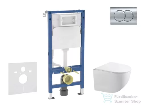 Geberit Duofix falra szerelhető WC szett, Kielle Gaia kompakt WC és softclose ülőkével, Geberit Delta 01 króm nyomólappal SANI11CA1130B