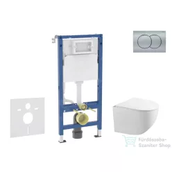   Geberit Duofix falra szerelhető WC szett, Kielle Gaia kompakt WC és softclose ülőkével, Geberit Delta 01 matt króm nyomólappal SANI11CA1131B