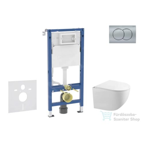Geberit Duofix falra szerelhető WC szett, Kielle Gaia kompakt WC és softclose ülőkével, Geberit Delta 01 matt króm nyomólappal SANI11CA1131B
