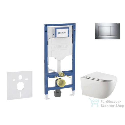 Geberit Duofix falra szerelhető WC szett, Kielle Gaia WC és soft close ülőkével, Geberit Sigma 30 fényes/matt króm nyomólappal SANI11CA1133B
