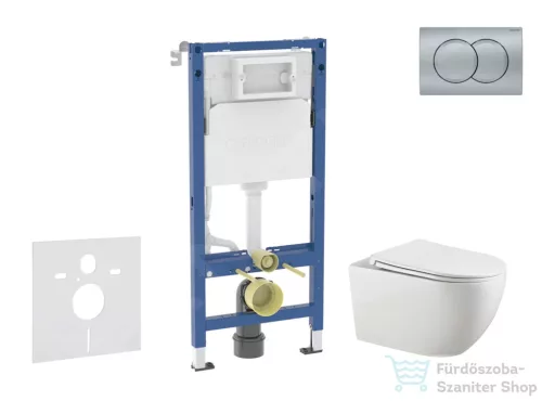 Geberit Duofix falra szerelhető WC szett, Kielle Gaia WC és soft close ülőke, Geberit Delta 01 matt króm nyomólappal SANI11CA1137B