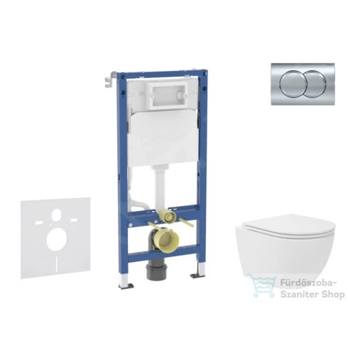 Geberit Duofix falra szerelhető WC szett, Kielle Oudee Vortex kompakt WC és soft close ülőke, Geberit Delta 01 fényes króm nyomólappal SANI11CA1144B