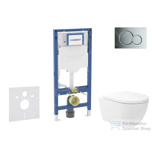 Geberit Duofix falra szerelhető WC szett, Kielle Oudee Vortex WC és softclose ülőkével, Geberit Sigma 01 fényes króm nyomólappal SANI11CA1146B
