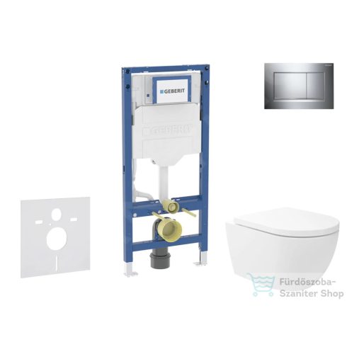 Geberit Duofix falra szerelhető WC szett, Kielle Oudee Vortex WC és soft close ülőkével, Geberit Sigma 30 króm nyomólappal SANI11CA1147B