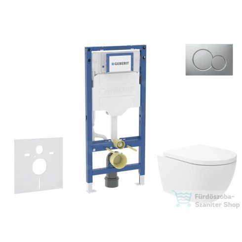 Geberit Duofix falra szerelhető WC szett, Kielle Oudee Vortex WC és soft close ülőkével, Geberit Sigma 01 matt króm nyomólappal SANI11CA1149B