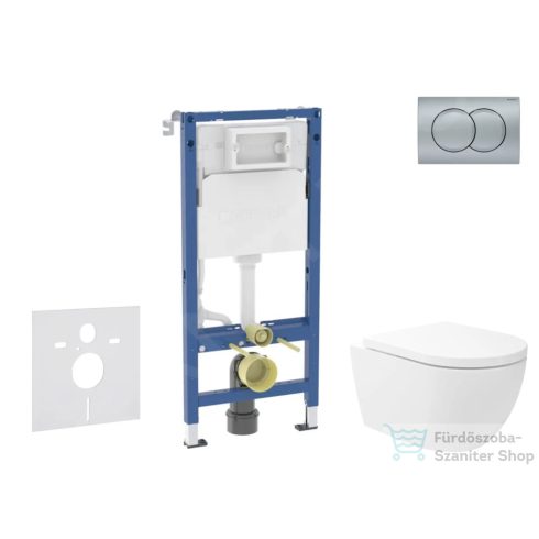 Geberit Duofix falra szerelhető WC szett, Kielle Oudee Vortex WC és soft close ülőkével, Geberit Delta 01 matt króm nyomólappal SANI11CA1151B