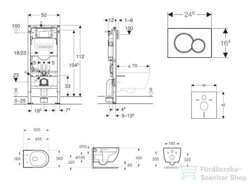 Geberit Duofix falra szerelhető WC szett, Kielle Oudee Vortex WC soft close ülőkével, Geberit Sigma 01 fényes króm nyomólappal SANI11CA1152B