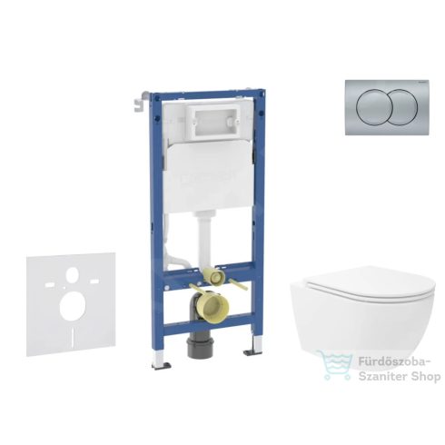 Geberit Duofix falra szerelhető WC szett, Kielle Oudee Vortex WC és soft close ülőke, Geberit Delta 01 matt króm nyomólappal SANI11CA1157B