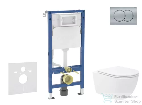 Geberit Duofix falra szerelhető WC szett, Kielle Oudee Vortex WC és soft close ülőke, Geberit Delta 01 matt króm nyomólappal SANI11CA1157B
