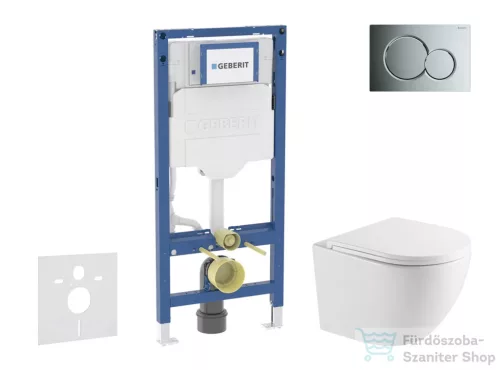 Geberit Duofix falra szerelhető WC szett, Kielle OUDEE Vortex rimless+ WC softclose ülőkével, Geberit Sigma 01 fényes króm nyomólappal, fehér SANI11CA1158