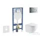 Geberit Duofix falra szerelhető WC szett, Kielle OUDEE Vortex rimless+ WC softclose ülőkével, Geberit Sigma 01 fényes króm nyomólappal, fehér SANI11CA1158