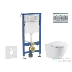   Geberit Duofix Basic falra szerelhető WC szett, Kielle OUDEE Vortex rimless+ WC softclose ülőkével, Geberit Delta 01 fényes króm nyomólappal SANI11CA1160