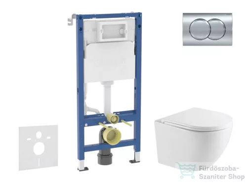 Geberit Duofix Basic falra szerelhető WC szett, Kielle OUDEE Vortex rimless+ WC softclose ülőkével, Geberit Delta 01 fényes króm nyomólappal SANI11CA1160