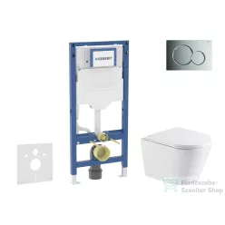   Geberit Duofix falra szerelhető WC szett, Kielle NEFIA Vortex rimless+ WC softclose ülőkével, Geberit Sigma 01 fényes króm nyomólappal, fehér SANI11CA1161