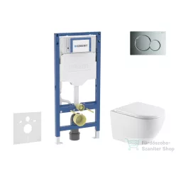   Geberit Duofix falra szerelhető WC szett, Kielle OUDEE Vortex rimless+ WC softclose ülőkével, Geberit Sigma 01 fényes króm nyomólappal, fehér SANI11CA1164