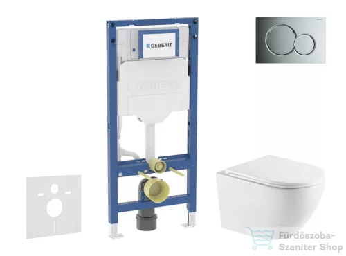 Geberit Duofix falra szerelhető WC szett, Kielle OUDEE Vortex rimless+ WC softclose ülőkével, Geberit Sigma 01 fényes króm nyomólappal, fehér SANI11CA1164