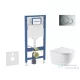 Geberit Duofix falra szerelhető WC szett, Kielle OUDEE Vortex rimless+ WC softclose ülőkével, Geberit Sigma 01 fényes króm nyomólappal, fehér SANI11CA1164