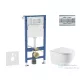 Geberit Duofix Basic falra szerelhető WC szett, Kielle OUDEE Vortex rimless+ WC softclose ülőkével, Geberit Delta 01 fényes króm nyomólappal, fehér SANI11CA1166