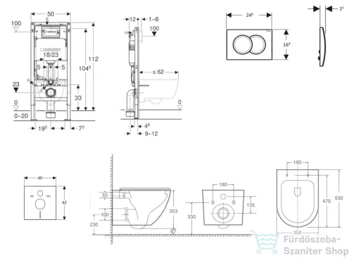 Geberit Duofix Basic falra szerelhető WC szett, Kielle OUDEE Vortex rimless+ WC softclose ülőkével, Geberit Delta 01 fényes króm nyomólappal, fehér SANI11CA1166