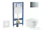 Geberit Duofix falra szerelhető WC szett, Kielle OUDEE Vortex rimless+ WC softclose ülőkével, Geberit Sigma 01 fényes króm nyomólappal, fehér SANI11CA1167