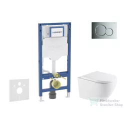  Geberit Duofix falra szerelhető WC szett, Kielle OUDEE Vortex rimless+ WC softclose ülőkével, Geberit Sigma 01 fényes króm nyomólappal, fehér SANI11CA1167