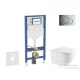 Geberit Duofix falra szerelhető WC szett, Kielle OUDEE Vortex rimless+ WC softclose ülőkével, Geberit Sigma 01 fényes króm nyomólappal, fehér SANI11CA1167