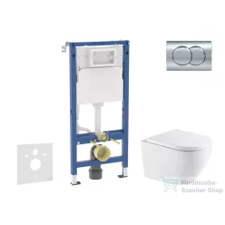   Geberit Duofix Basic falra szerelhető WC szett, Kielle OUDEE Vortex rimless+ WC softclose ülőkével, Geberit Delta 01 fényes króm nyomólappal, fehér SANI11CA1169