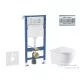 Geberit Duofix Basic falra szerelhető WC szett, Kielle OUDEE Vortex rimless+ WC softclose ülőkével, Geberit Delta 01 fényes króm nyomólappal, fehér SANI11CA1169
