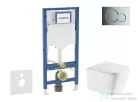 Geberit Duofix falra szerelhető WC szett, Kielle ARKAS I Vortex rimless+ WC softclose ülőkével, Geberit Sigma 01 fényes króm nyomólappal, fehér SANI11CA1170