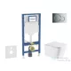 Geberit Duofix falra szerelhető WC szett, Kielle ARKAS I Vortex rimless+ WC softclose ülőkével, Geberit Sigma 01 fényes króm nyomólappal, fehér SANI11CA1170