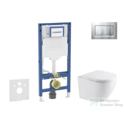   Geberit Duofix falra szerelhető WC szett, Kielle OUDEE Vortex rimless+ WC softclose ülőkével, Geberit Sigma 30 matt/fényes króm nyomólappal, fehér SANI11CA2103