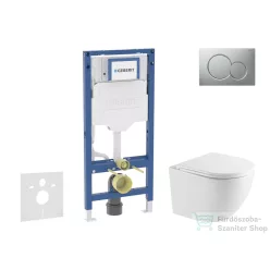   Geberit Duofix falra szerelhető WC szett, Kielle OUDEE Vortex rimless+ WC softclose ülőkével, Geberit Sigma 01 matt króm nyomólappal, fehér SANI11CA2104