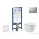 Geberit Duofix falra szerelhető WC szett, Kielle OUDEE Vortex rimless+ WC softclose ülőkével, Geberit Sigma 01 matt króm nyomólappal, fehér SANI11CA2104