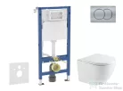 Geberit Duofix Basic falra szerelhető WC szett, Kielle OUDEE Vortex rimless+ WC softclose ülőkével, Geberit Delta 01 matt króm nyomólappal SANI11CA2105