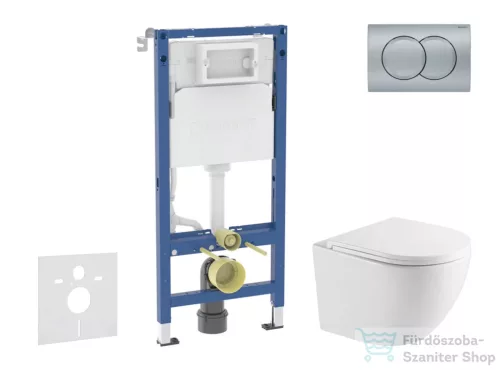 Geberit Duofix Basic falra szerelhető WC szett, Kielle OUDEE Vortex rimless+ WC softclose ülőkével, Geberit Delta 01 matt króm nyomólappal SANI11CA2105