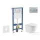 Geberit Duofix Basic falra szerelhető WC szett, Kielle OUDEE Vortex rimless+ WC softclose ülőkével, Geberit Delta 01 matt króm nyomólappal SANI11CA2105